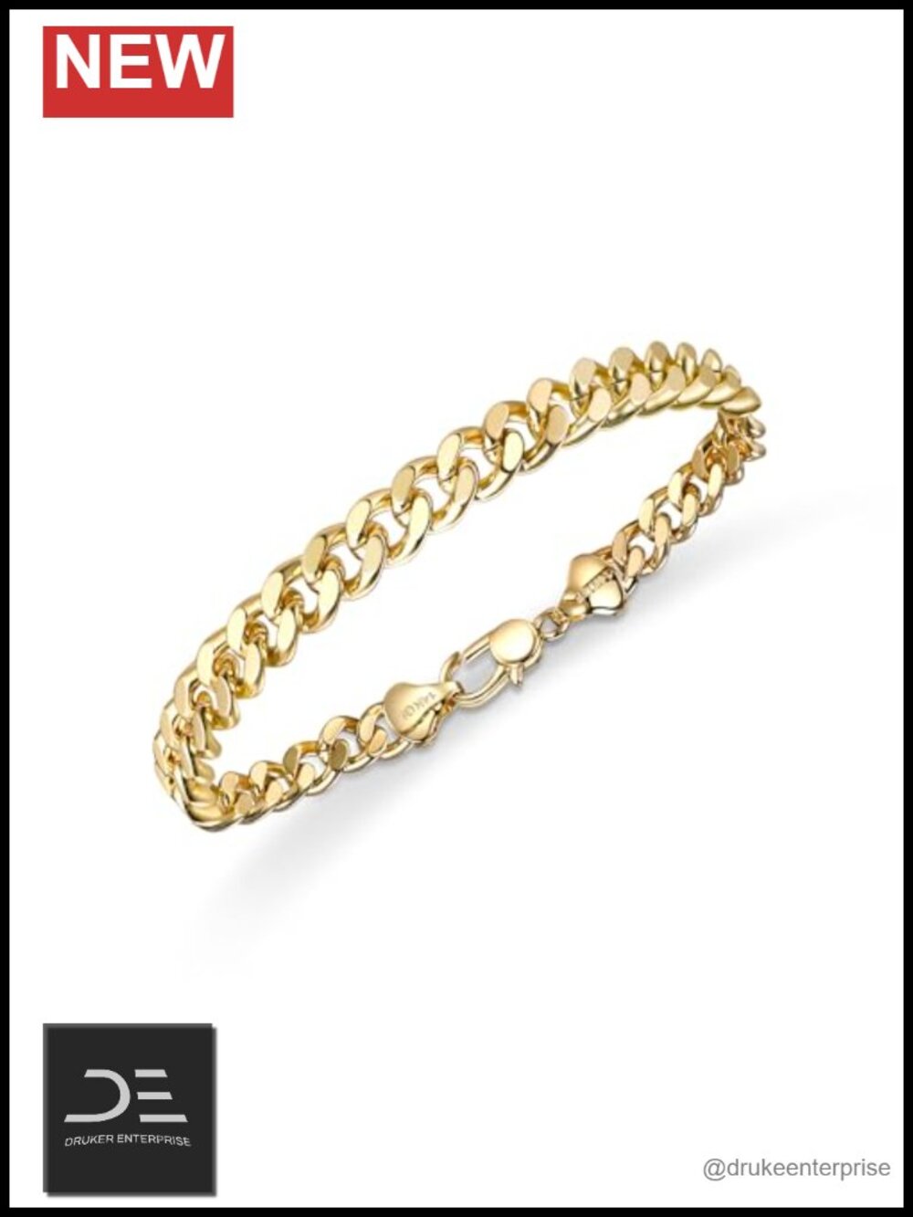 14k Gold Cuban Link Chain Bracelet for Men & Women, 6mm Chunky Lobster Claw,